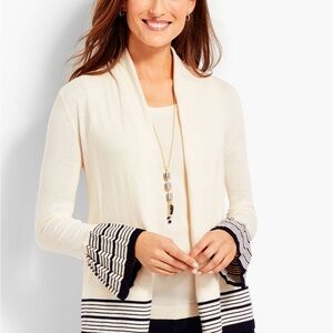 TALBOTS  OPEN-FRONT CARDIGAN-STRIPED Sz Small